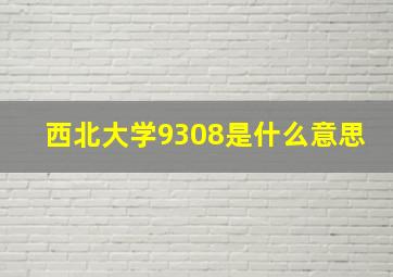 西北大学9308是什么意思