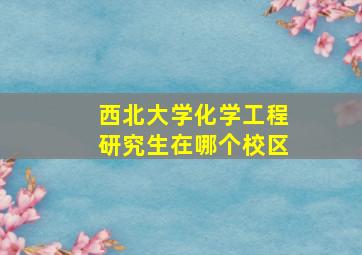 西北大学化学工程研究生在哪个校区