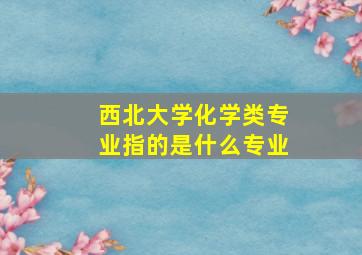 西北大学化学类专业指的是什么专业