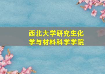 西北大学研究生化学与材料科学学院