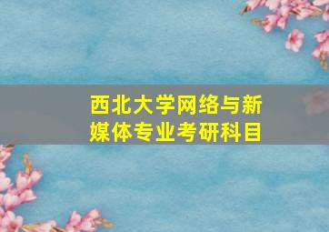 西北大学网络与新媒体专业考研科目