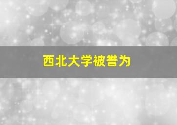 西北大学被誉为