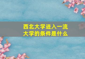 西北大学进入一流大学的条件是什么