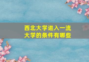 西北大学进入一流大学的条件有哪些