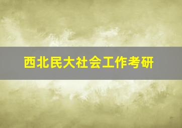 西北民大社会工作考研