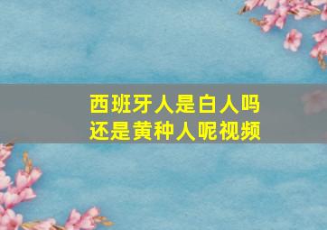 西班牙人是白人吗还是黄种人呢视频