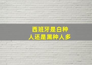 西班牙是白种人还是黑种人多