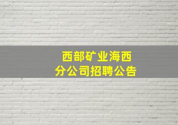 西部矿业海西分公司招聘公告