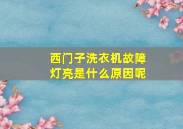 西门子洗衣机故障灯亮是什么原因呢