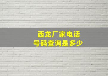 西龙厂家电话号码查询是多少