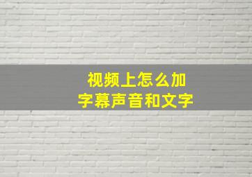 视频上怎么加字幕声音和文字