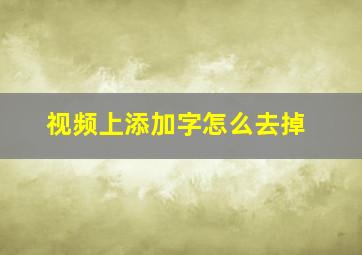 视频上添加字怎么去掉