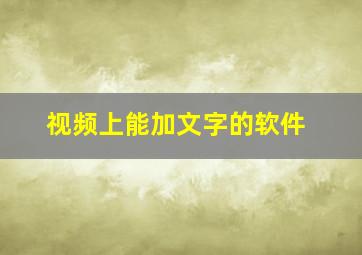 视频上能加文字的软件