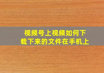 视频号上视频如何下载下来的文件在手机上