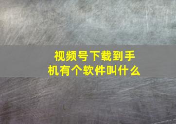 视频号下载到手机有个软件叫什么