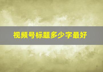 视频号标题多少字最好