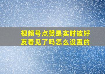 视频号点赞是实时被好友看见了吗怎么设置的