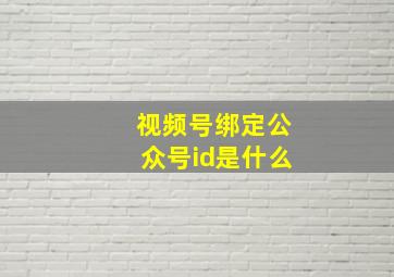 视频号绑定公众号id是什么