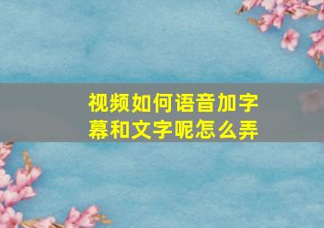 视频如何语音加字幕和文字呢怎么弄