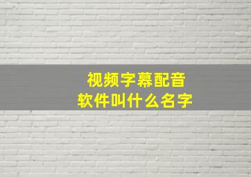 视频字幕配音软件叫什么名字