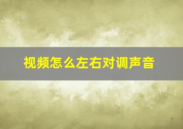 视频怎么左右对调声音