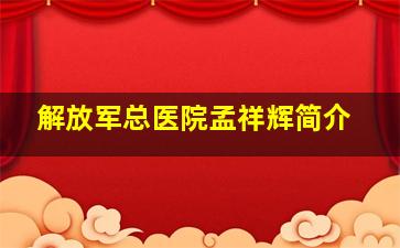 解放军总医院孟祥辉简介