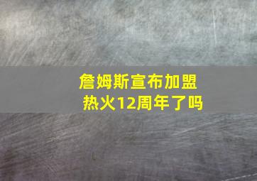 詹姆斯宣布加盟热火12周年了吗