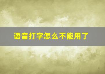 语音打字怎么不能用了