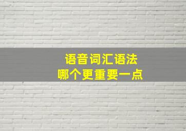 语音词汇语法哪个更重要一点