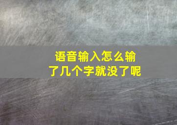 语音输入怎么输了几个字就没了呢