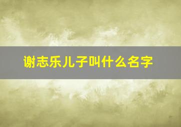 谢志乐儿子叫什么名字