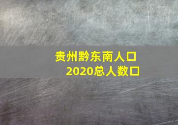 贵州黔东南人口2020总人数口