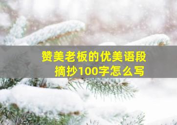 赞美老板的优美语段摘抄100字怎么写