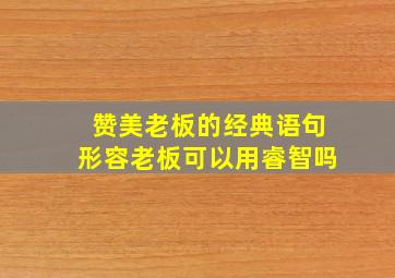 赞美老板的经典语句形容老板可以用睿智吗