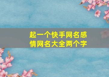 起一个快手网名感情网名大全两个字