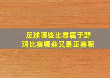 足球哪些比赛属于野鸡比赛哪些又是正赛呢