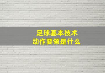 足球基本技术动作要领是什么