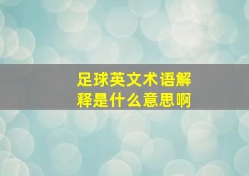 足球英文术语解释是什么意思啊