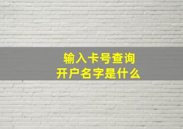 输入卡号查询开户名字是什么