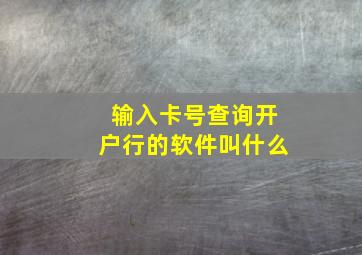 输入卡号查询开户行的软件叫什么