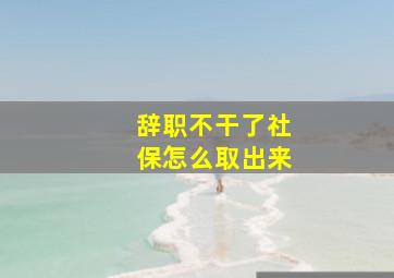 辞职不干了社保怎么取出来