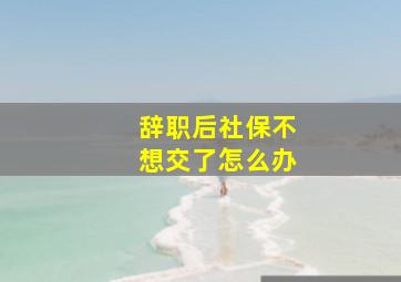 辞职后社保不想交了怎么办