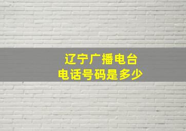 辽宁广播电台电话号码是多少