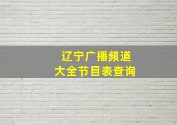 辽宁广播频道大全节目表查询