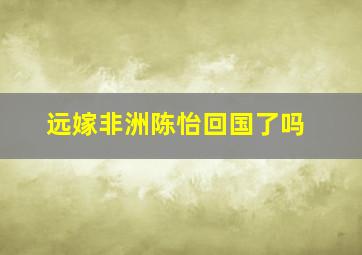 远嫁非洲陈怡回国了吗