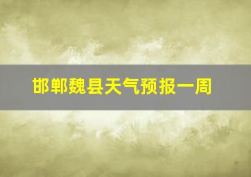 邯郸魏县天气预报一周