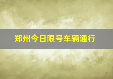 郑州今日限号车辆通行