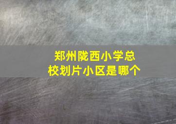 郑州陇西小学总校划片小区是哪个