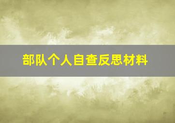 部队个人自查反思材料