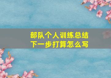 部队个人训练总结下一步打算怎么写